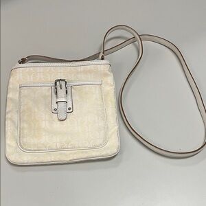 Fossil Cream/Tan Crossbody Bag with Front Buckle